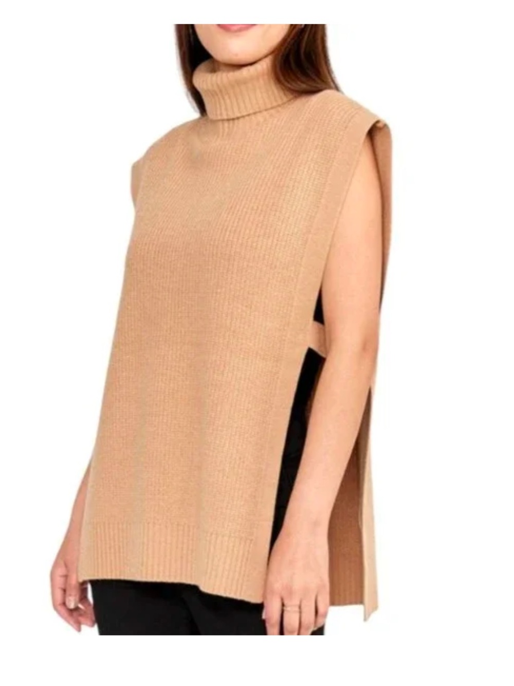 Banana Republic poncho Sleeveless Turtleneck Tunic Sweater - Camel/Tan xs/s